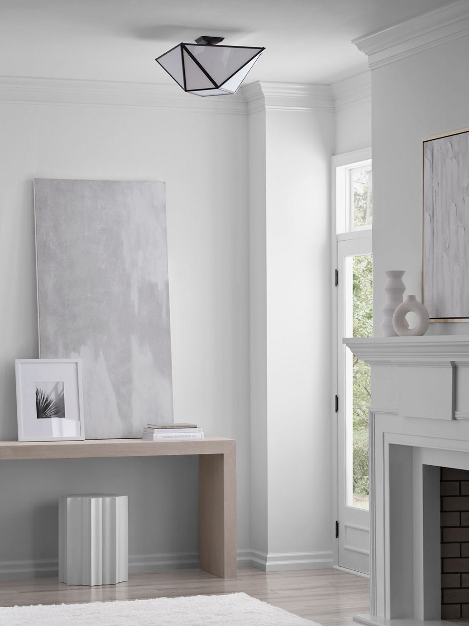 Lorino Large Semi-Flush Mount | Bronze | White Glass
