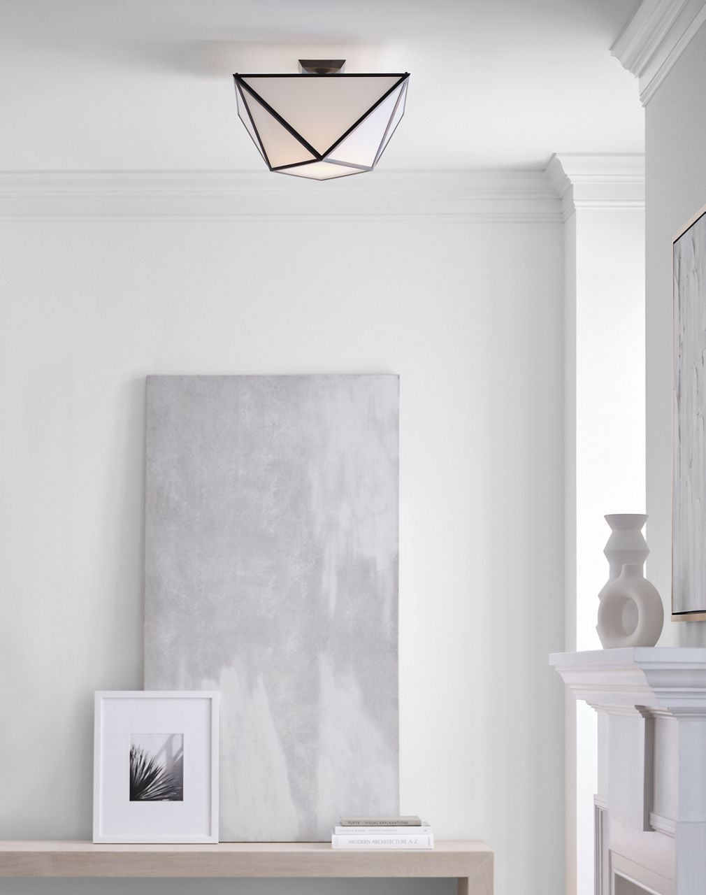 Lorino Large Semi-Flush Mount | Bronze | White Glass
