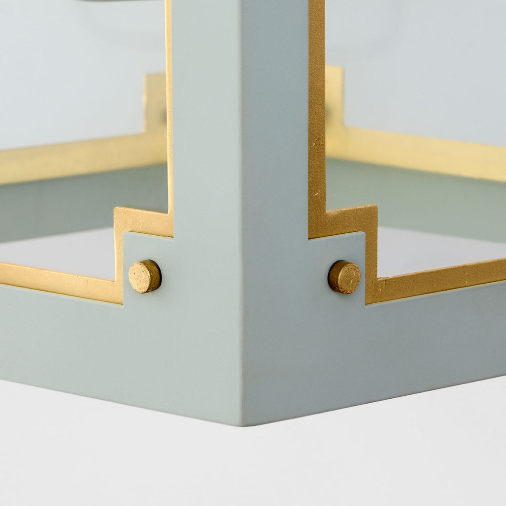 Caddo Medium Lantern | Celadon and Gild | Clear Glass