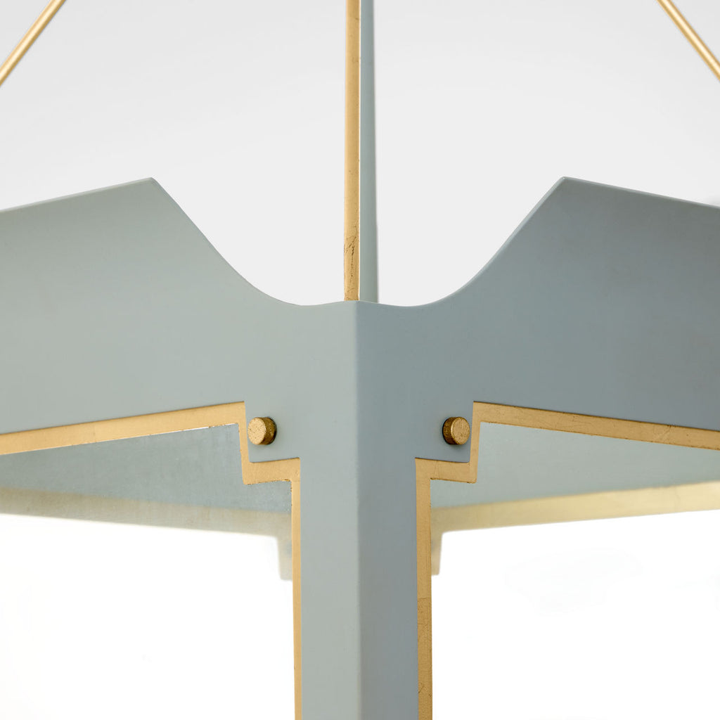 Caddo Medium Lantern | Celadon and Gild | Clear Glass