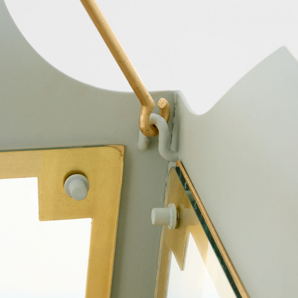 Caddo Medium Lantern | Celadon and Gild | Clear Glass