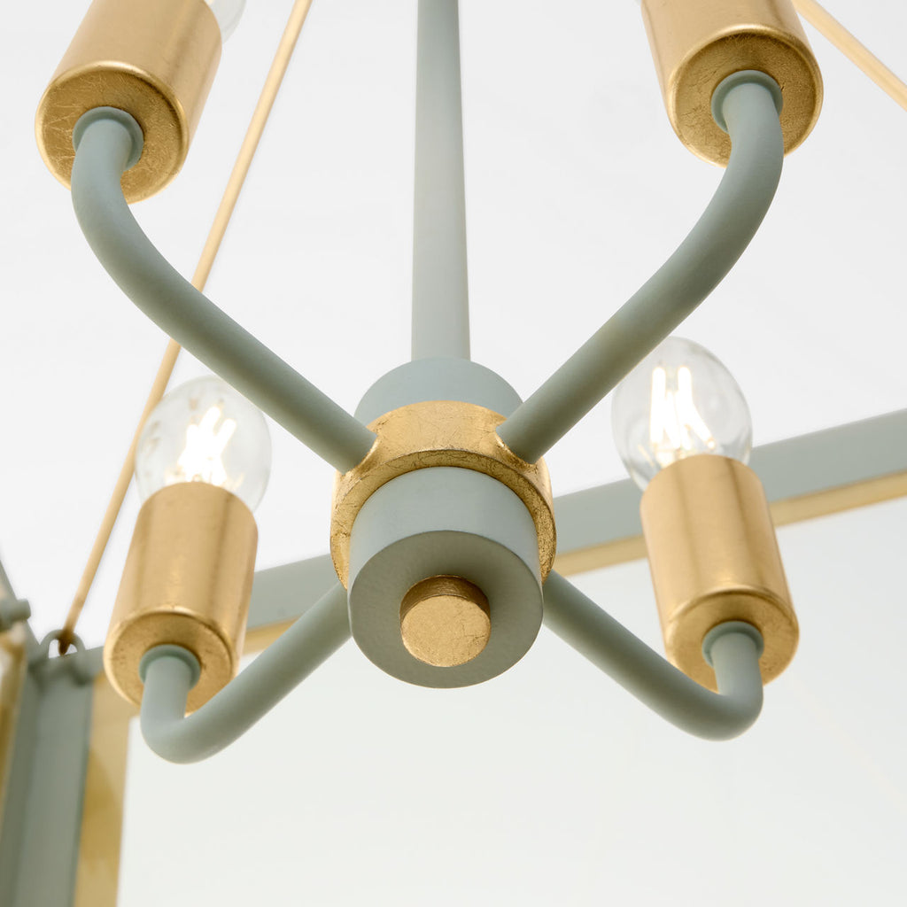 Caddo Medium Lantern | Celadon and Gild | Clear Glass