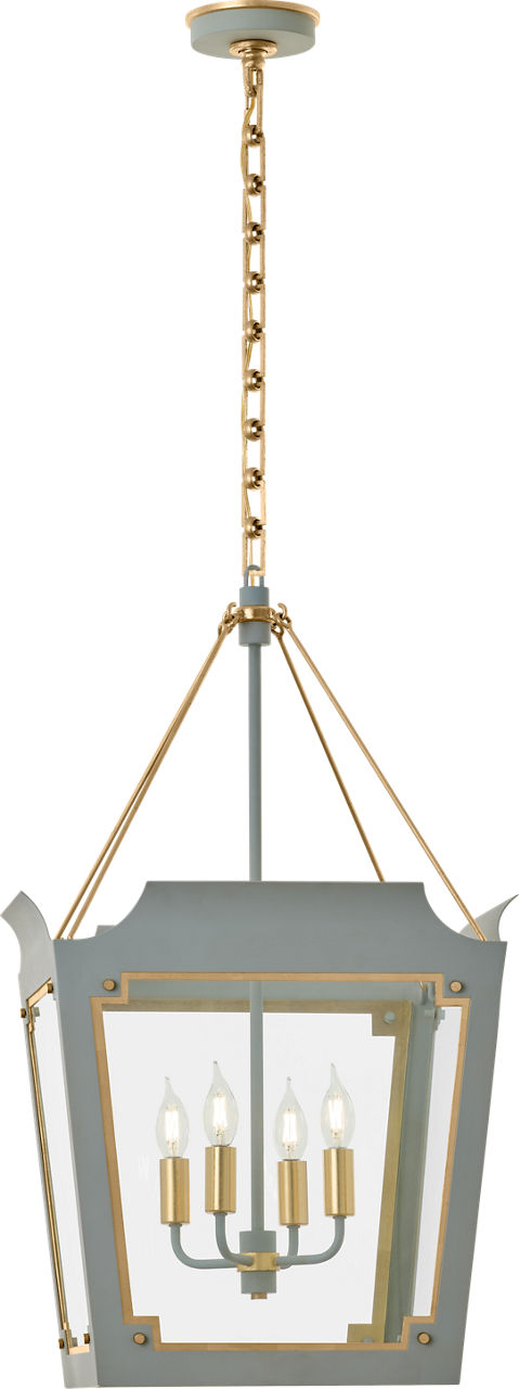 Caddo Medium Lantern | Celadon and Gild | Clear Glass