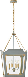 Caddo Medium Lantern | Celadon and Gild | Clear Glass