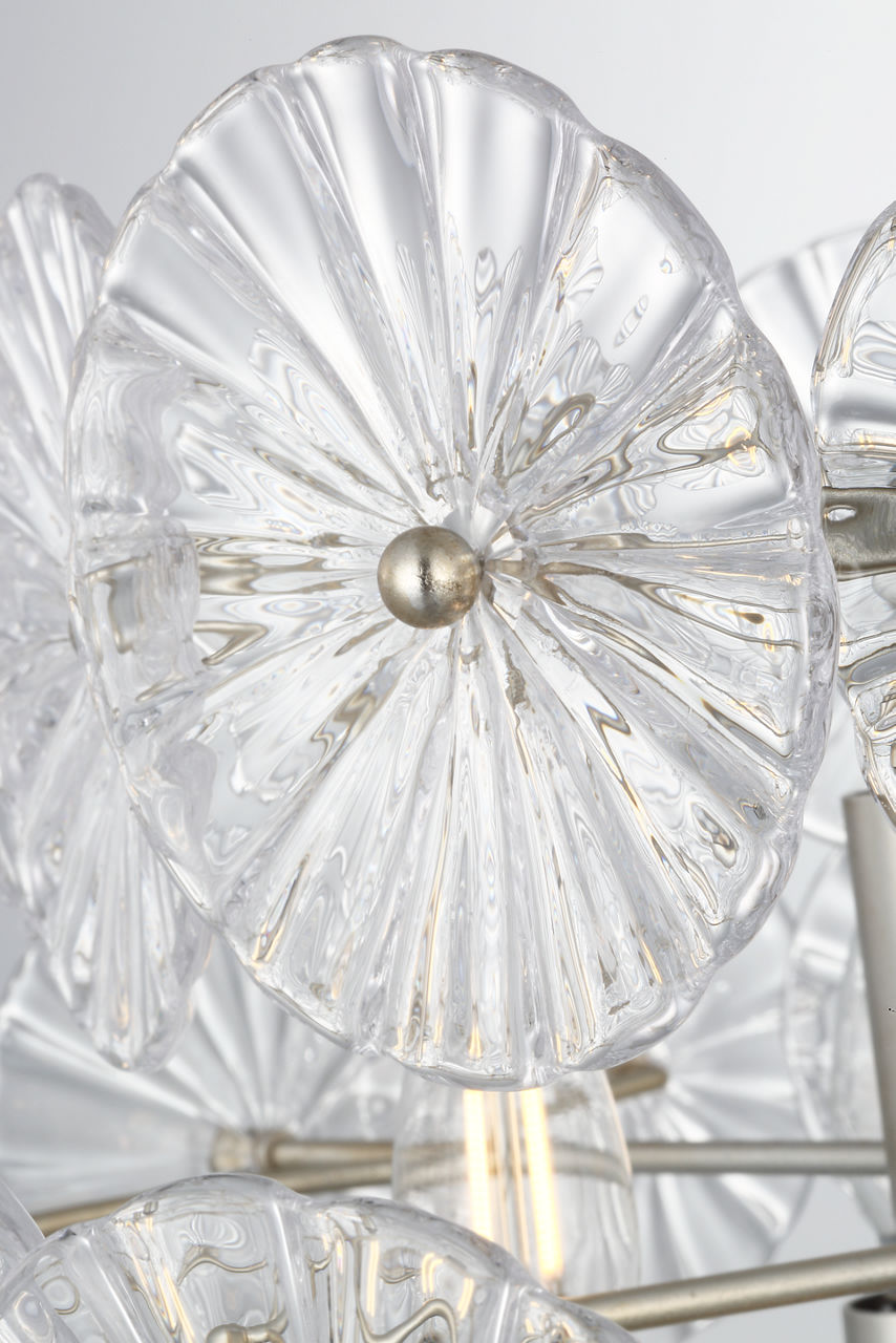 Gianna 24" Chandelier | Burnished Silver Leaf | Clear Glass