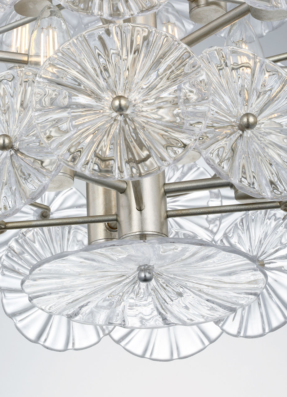 Gianna 24" Chandelier | Burnished Silver Leaf | Clear Glass
