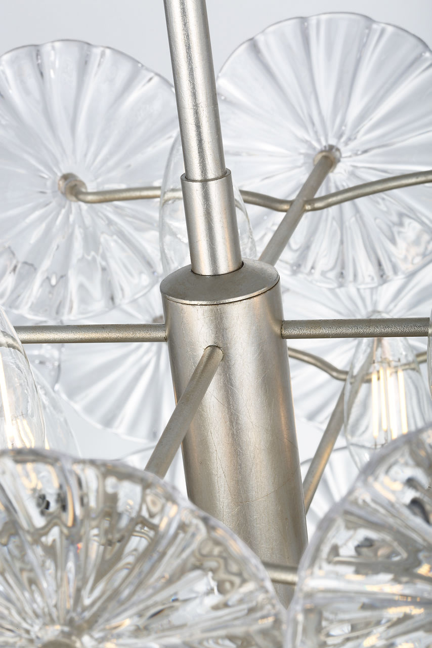 Gianna 24" Chandelier | Burnished Silver Leaf | Clear Glass