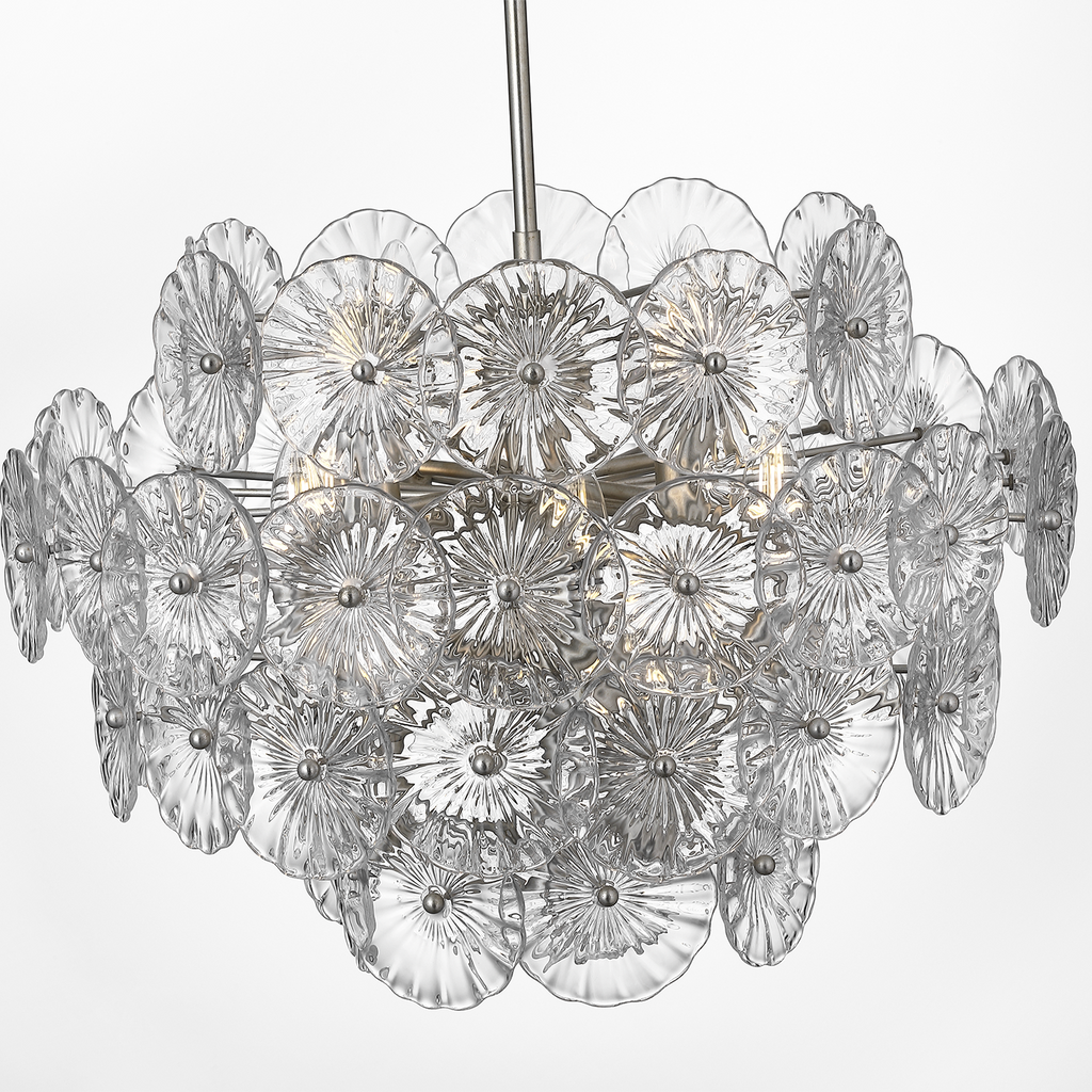 Gianna 24" Chandelier | Burnished Silver Leaf | Clear Glass