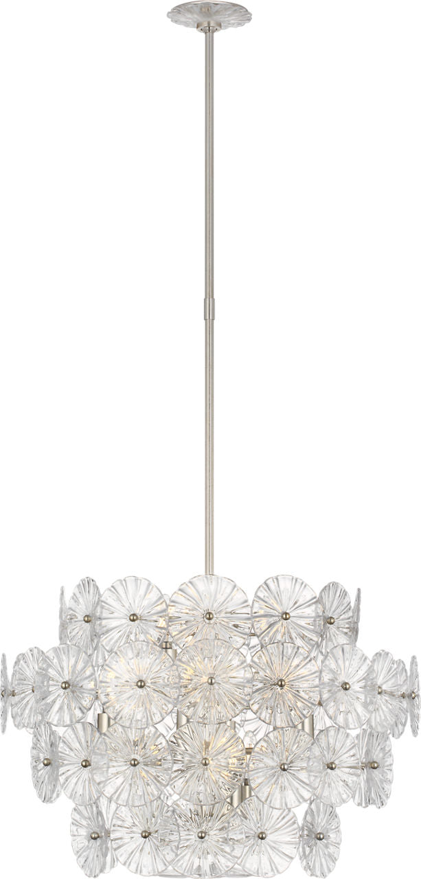 Gianna 24" Chandelier | Burnished Silver Leaf | Clear Glass