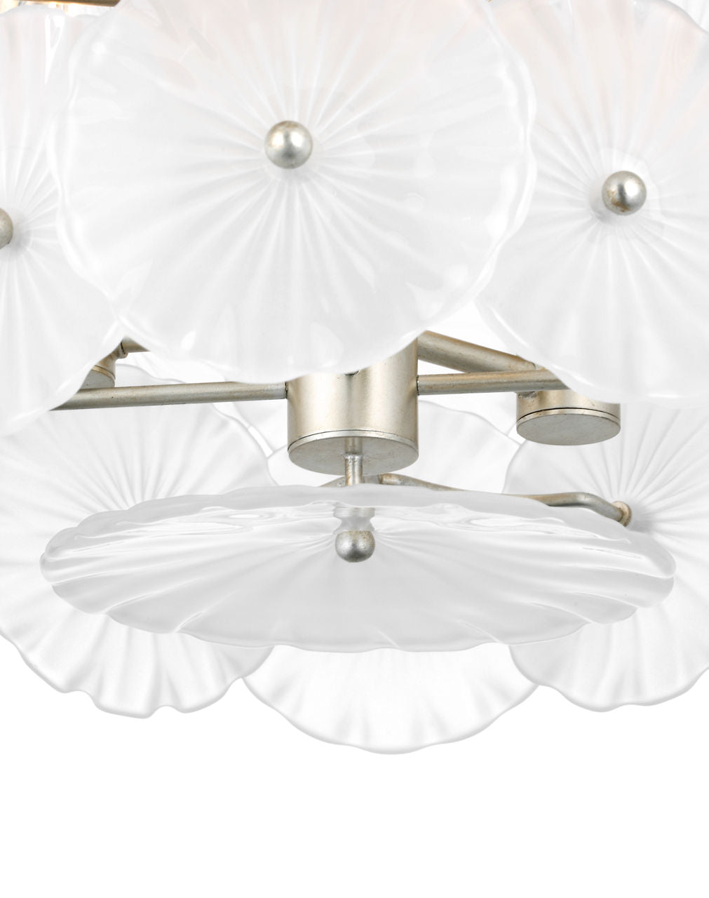 Gianna 24" Chandelier | Burnished Silver Leaf | Frosted Glass
