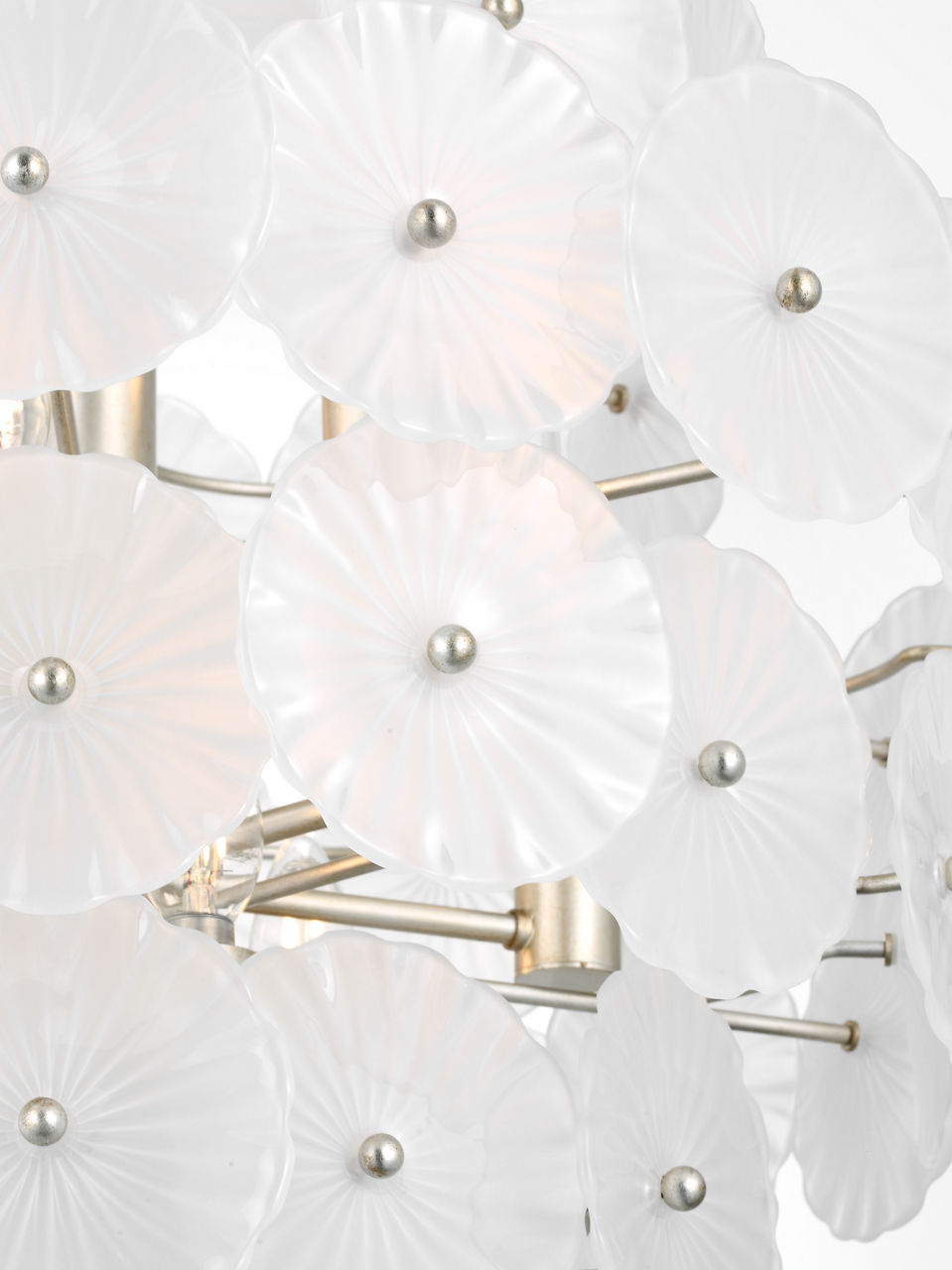 Gianna 24" Chandelier | Burnished Silver Leaf | Frosted Glass