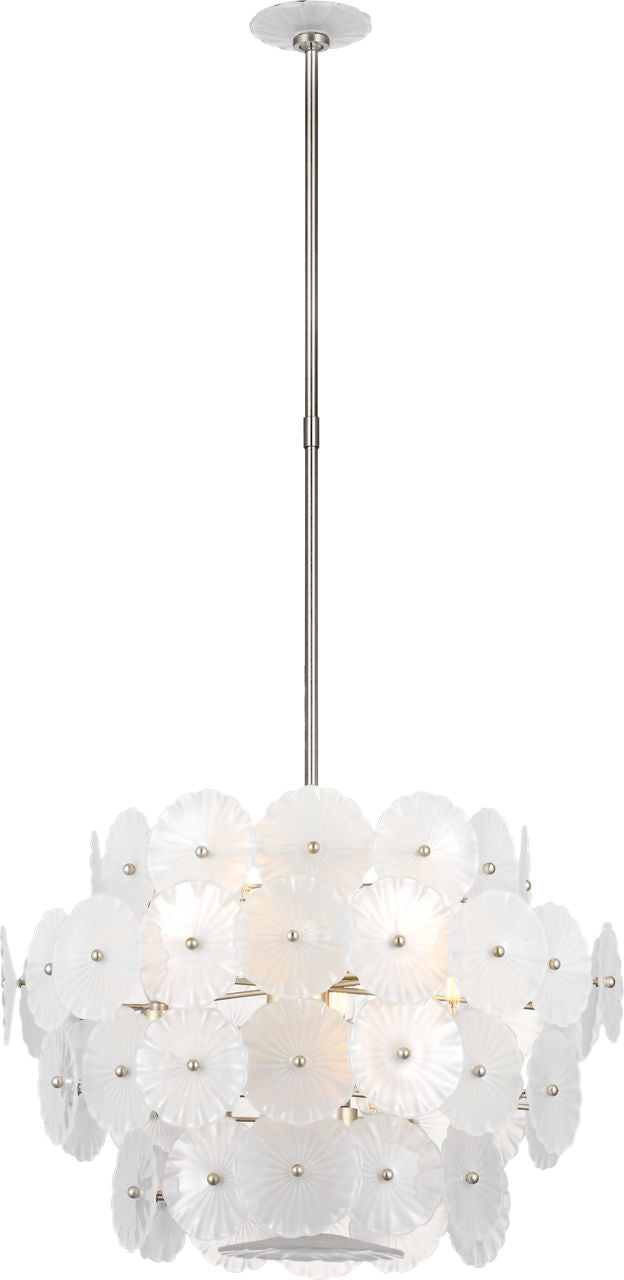 Gianna 24" Chandelier | Burnished Silver Leaf | Frosted Glass