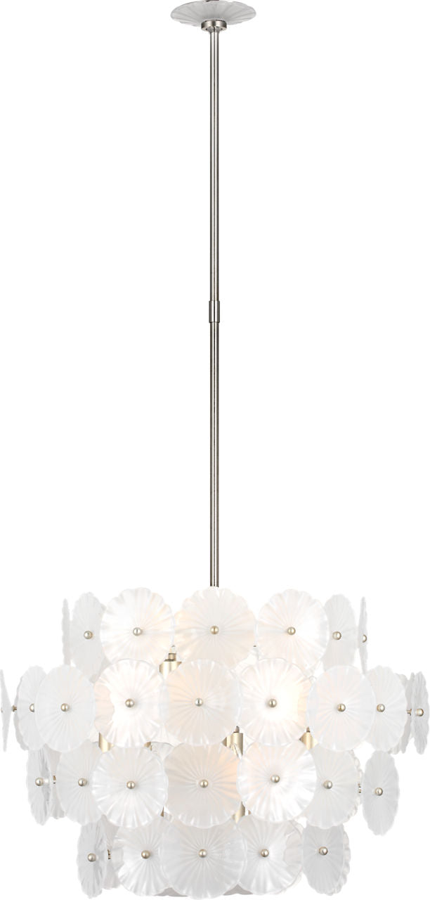Gianna 24" Chandelier | Burnished Silver Leaf | Frosted Glass