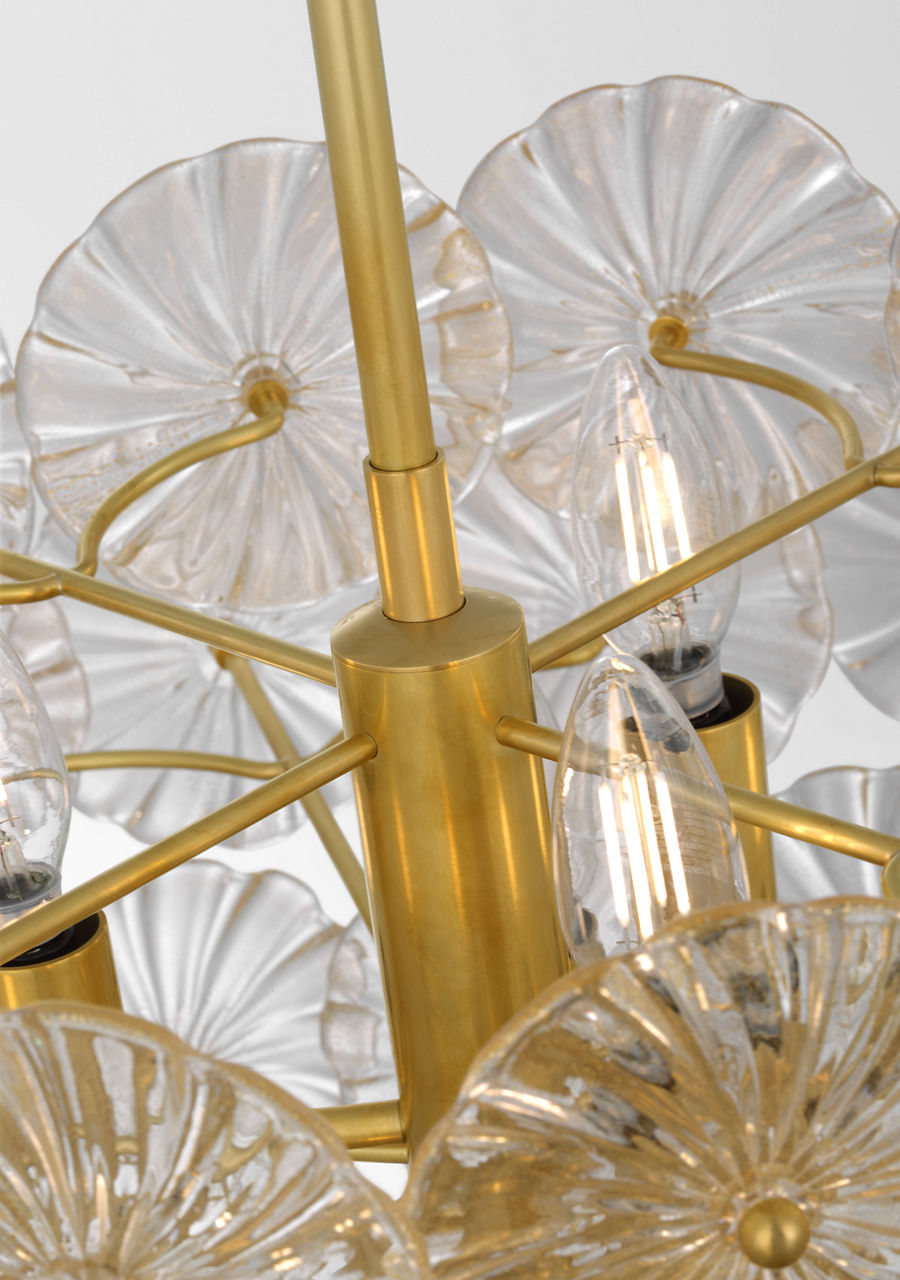 Gianna 24" Chandelier | Hand-Rubbed Antique Brass | Gold Fleck Glass
