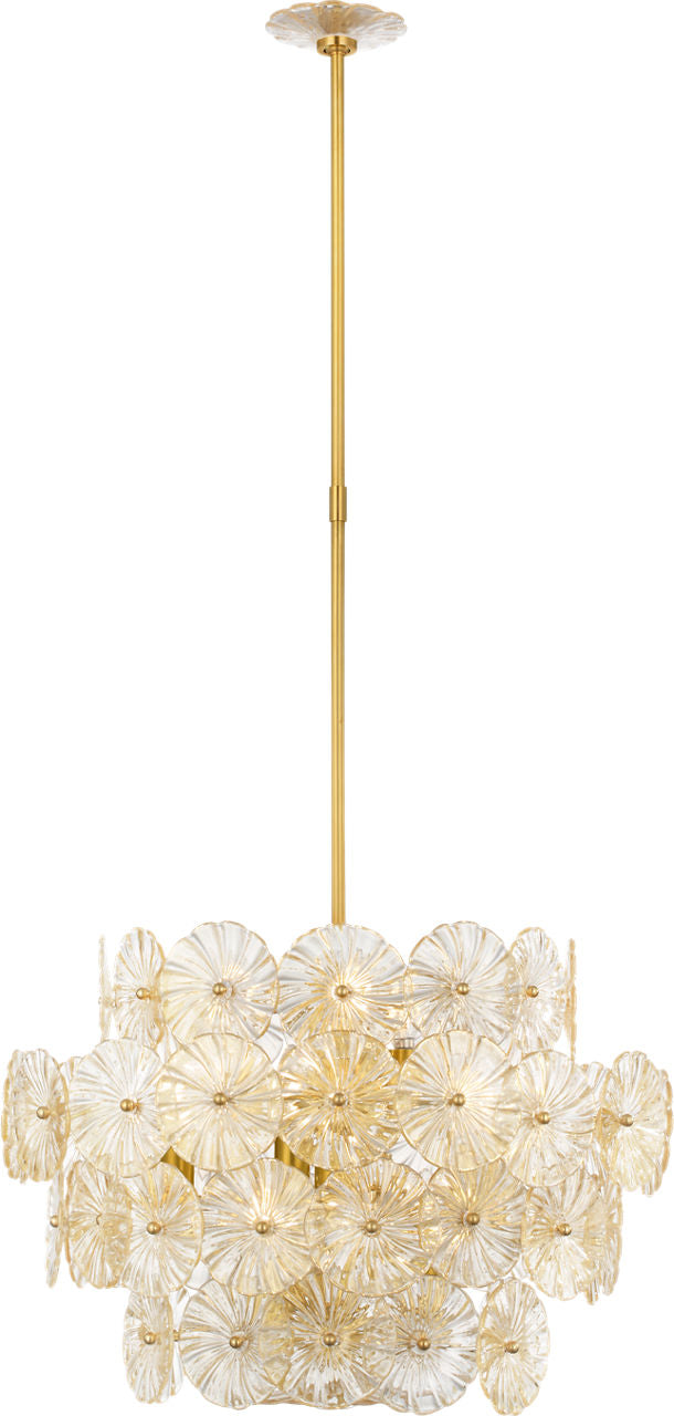 Gianna 24" Chandelier | Hand-Rubbed Antique Brass | Gold Fleck Glass