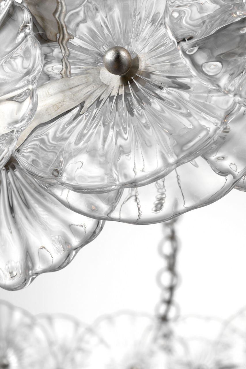 Gianna 36" Ring Chandelier | Burnished Silver Leaf | Clear Glass