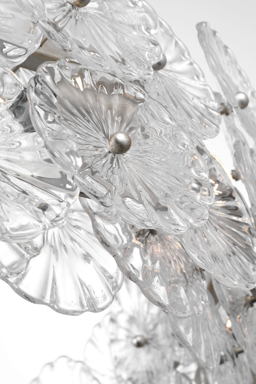 Gianna 36" Ring Chandelier | Burnished Silver Leaf | Clear Glass