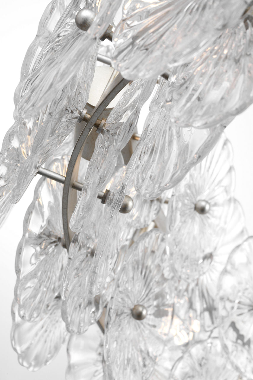Gianna 36" Ring Chandelier | Burnished Silver Leaf | Clear Glass