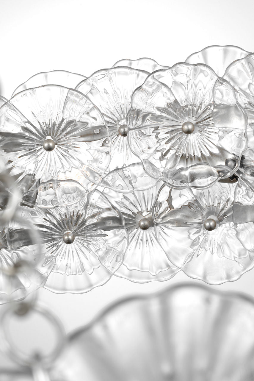 Gianna 36" Ring Chandelier | Burnished Silver Leaf | Clear Glass