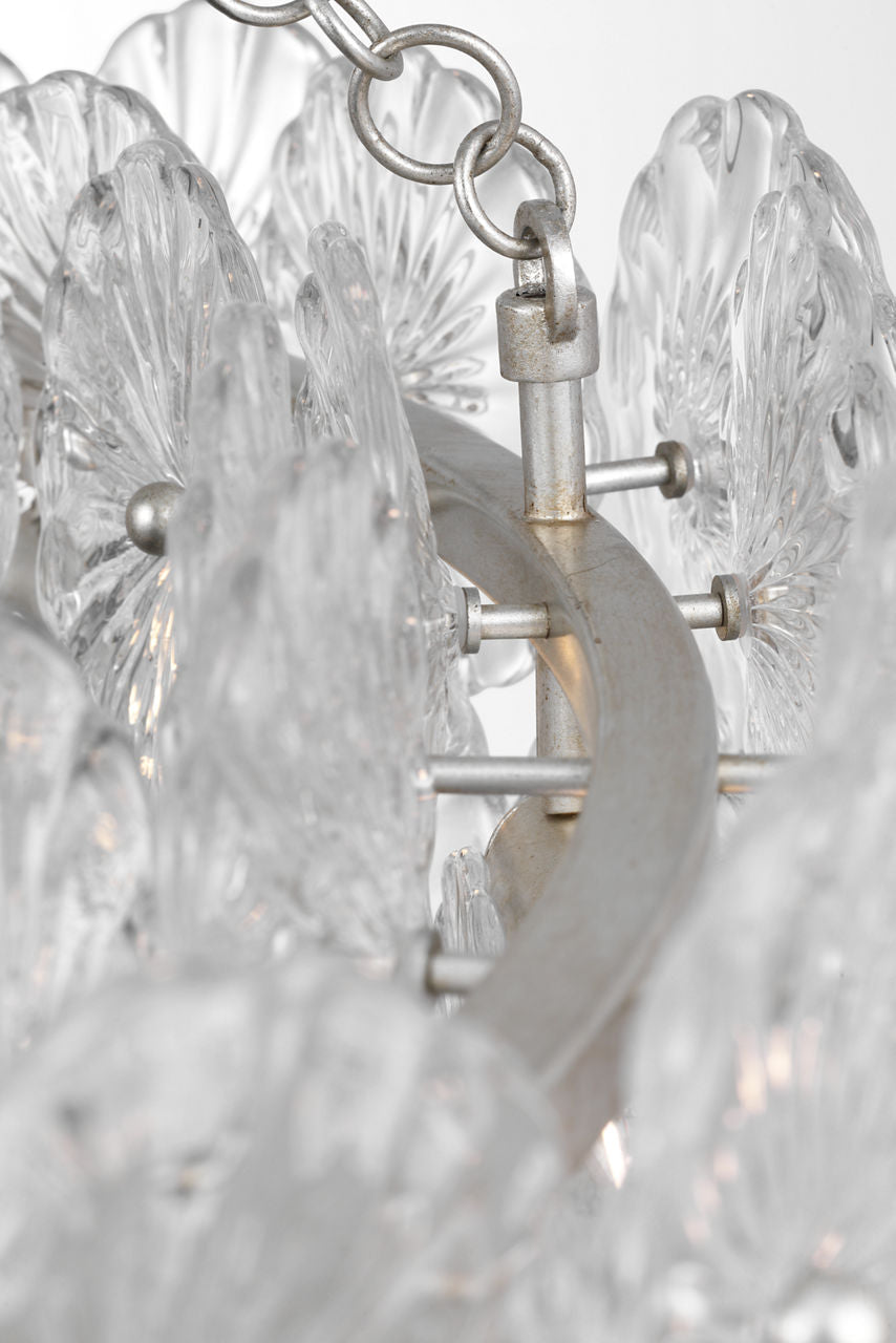 Gianna 36" Ring Chandelier | Burnished Silver Leaf | Clear Glass