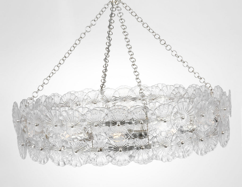 Gianna 36" Ring Chandelier | Burnished Silver Leaf | Clear Glass