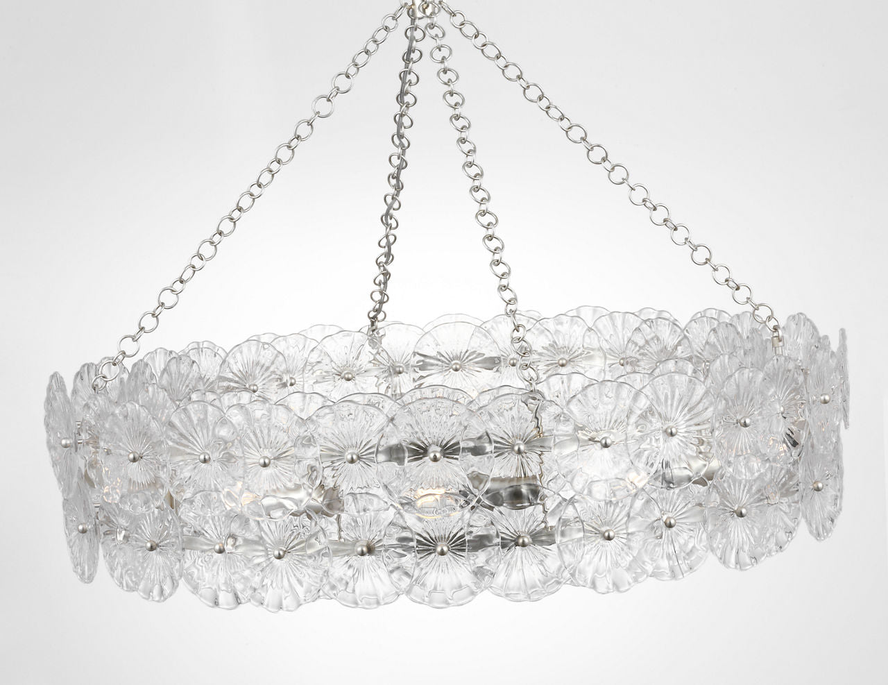 Gianna 36" Ring Chandelier | Burnished Silver Leaf | Clear Glass