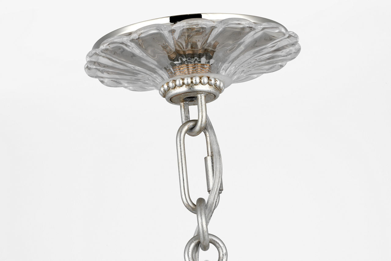 Gianna 36" Ring Chandelier | Burnished Silver Leaf | Clear Glass