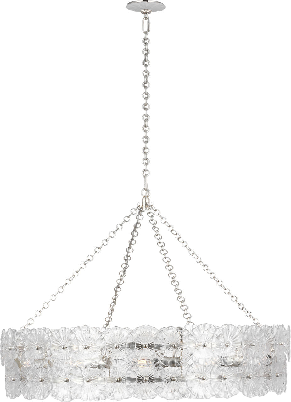 Gianna 36" Ring Chandelier | Burnished Silver Leaf | Clear Glass
