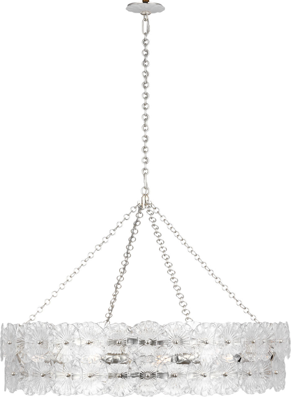 Gianna 36" Ring Chandelier | Burnished Silver Leaf | Clear Glass