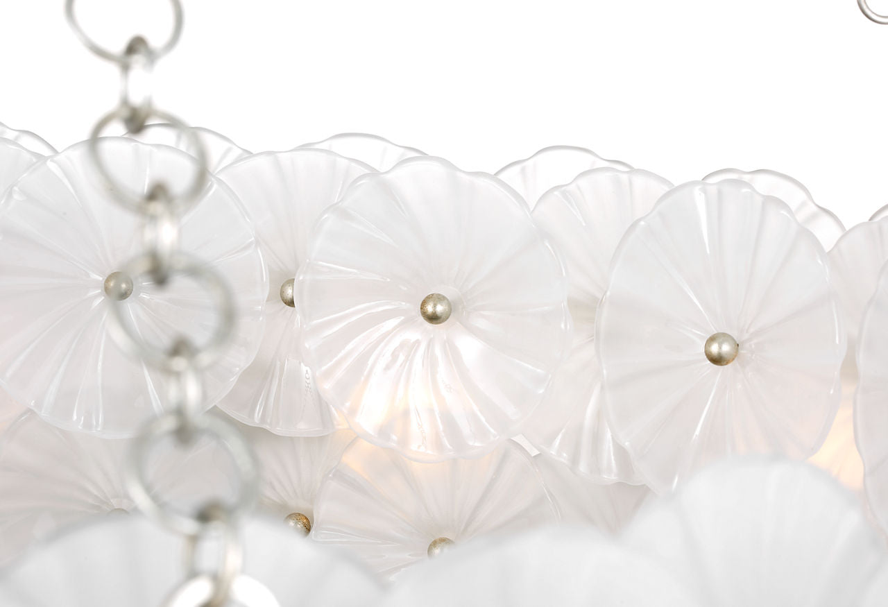 Gianna 36" Ring Chandelier | Burnished Silver Leaf | Frosted Glass