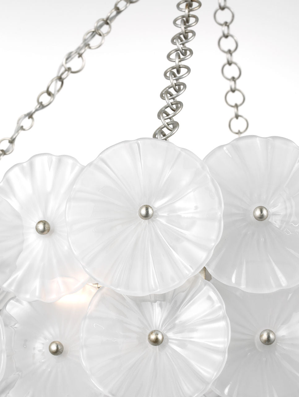 Gianna 36" Ring Chandelier | Burnished Silver Leaf | Frosted Glass