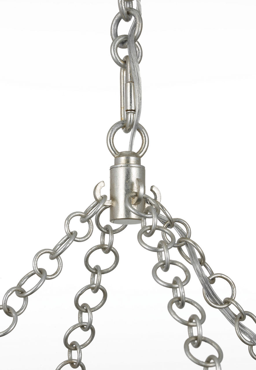Gianna 36" Ring Chandelier | Burnished Silver Leaf | Frosted Glass