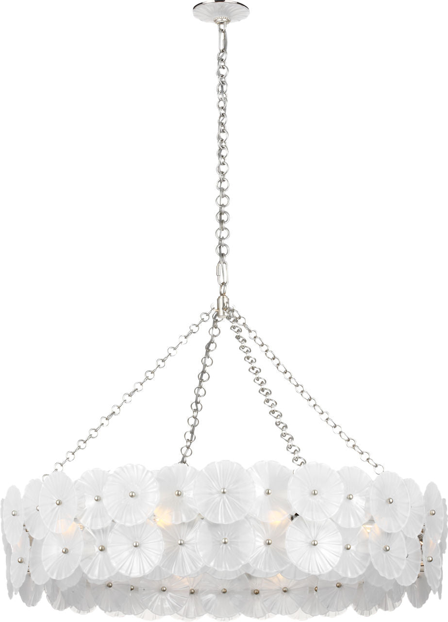 Gianna 36" Ring Chandelier | Burnished Silver Leaf | Frosted Glass