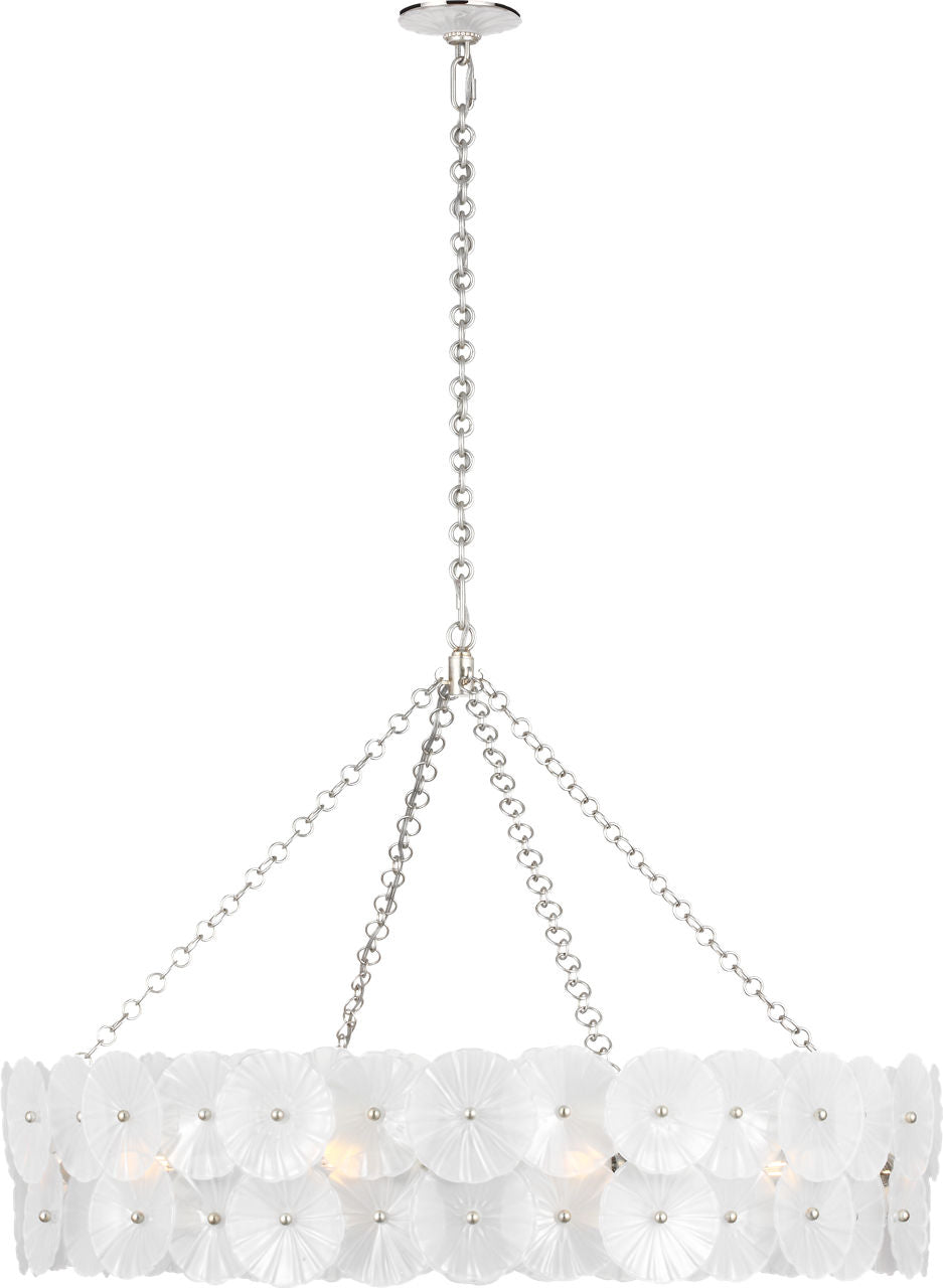 Gianna 36" Ring Chandelier | Burnished Silver Leaf | Frosted Glass