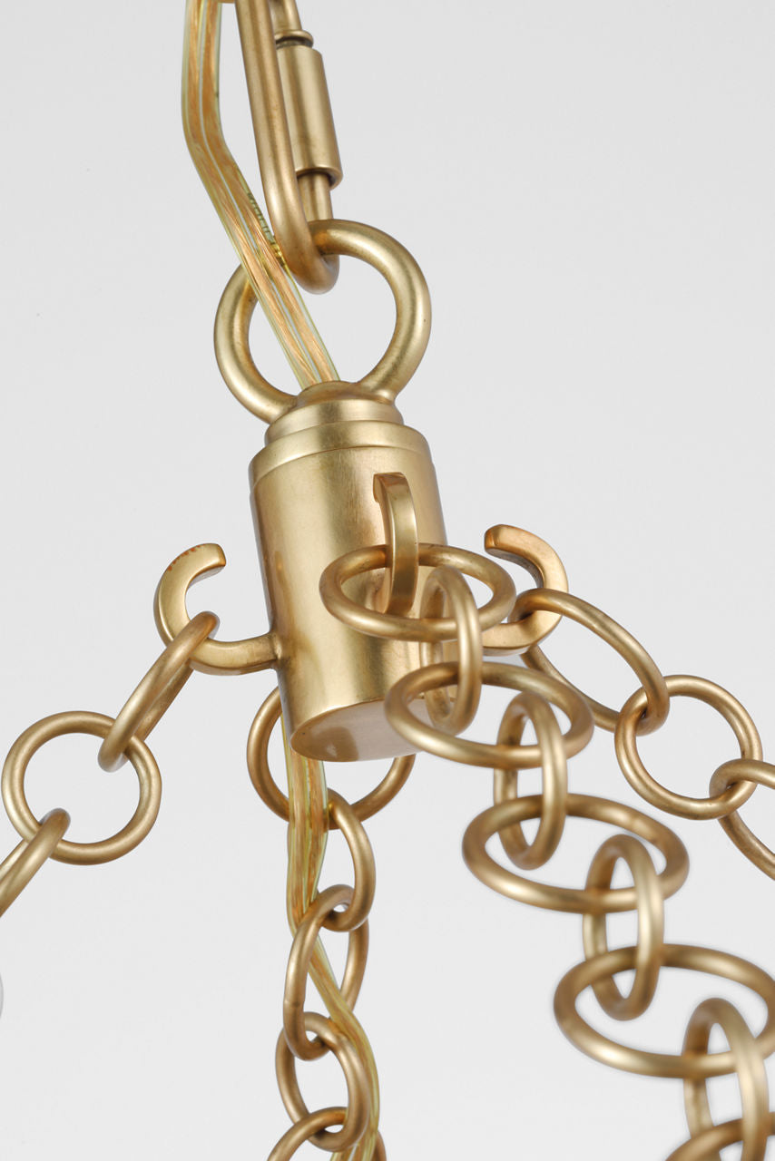 Gianna 36" Ring Chandelier | Hand-Rubbed Antique Brass | Gold Fleck Glass