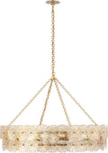 Gianna 36" Ring Chandelier | Hand-Rubbed Antique Brass | Gold Fleck Glass