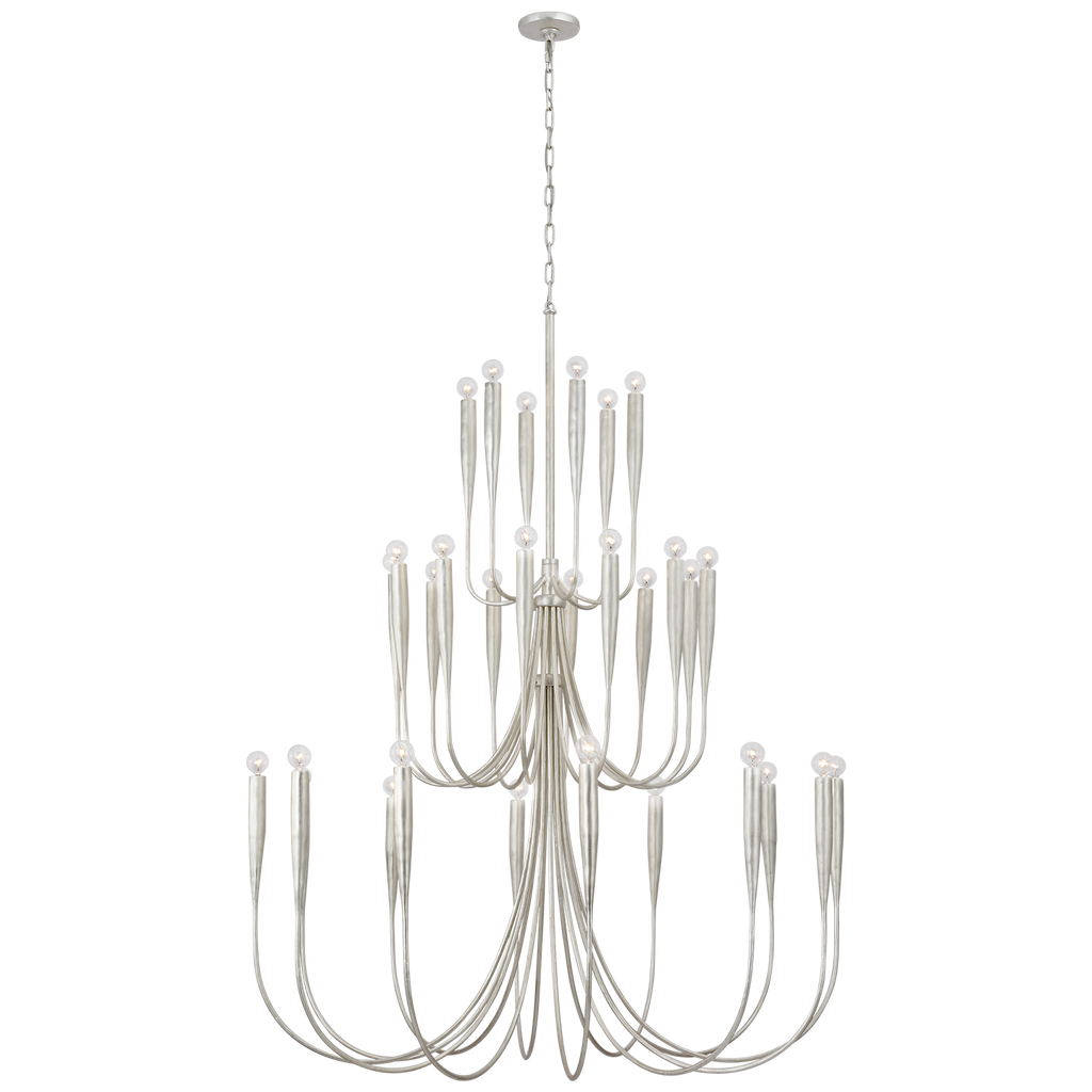 Acadia 52" Grande Chandelier | Burnished Silver Leaf