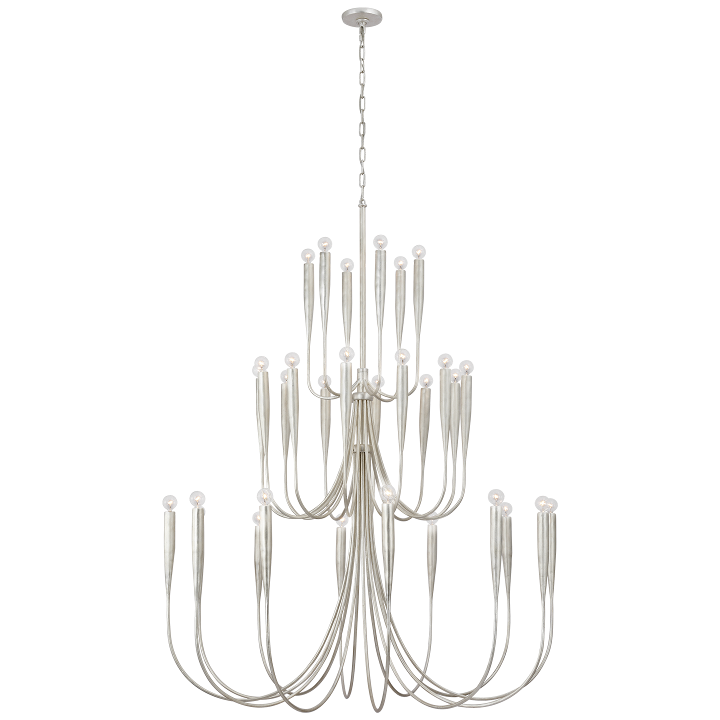Acadia 52" Grande Chandelier | Burnished Silver Leaf