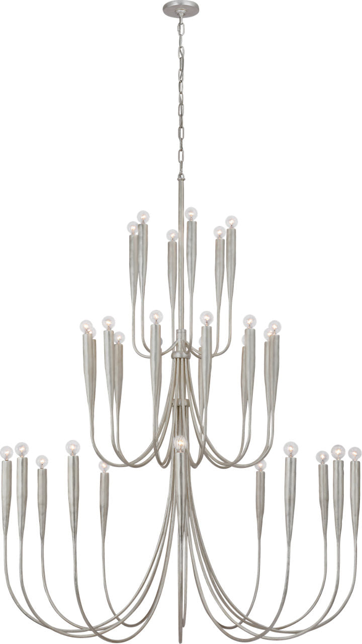 Acadia 52" Grande Chandelier | Burnished Silver Leaf