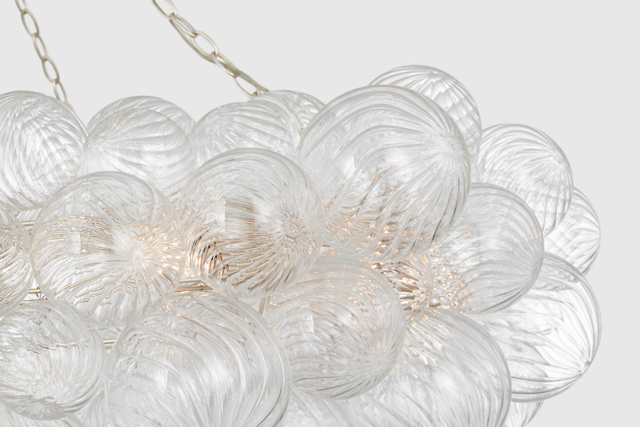 Talia 54" Ring Chandelier | Burnished Silver Leaf and Clear Swirled Glass