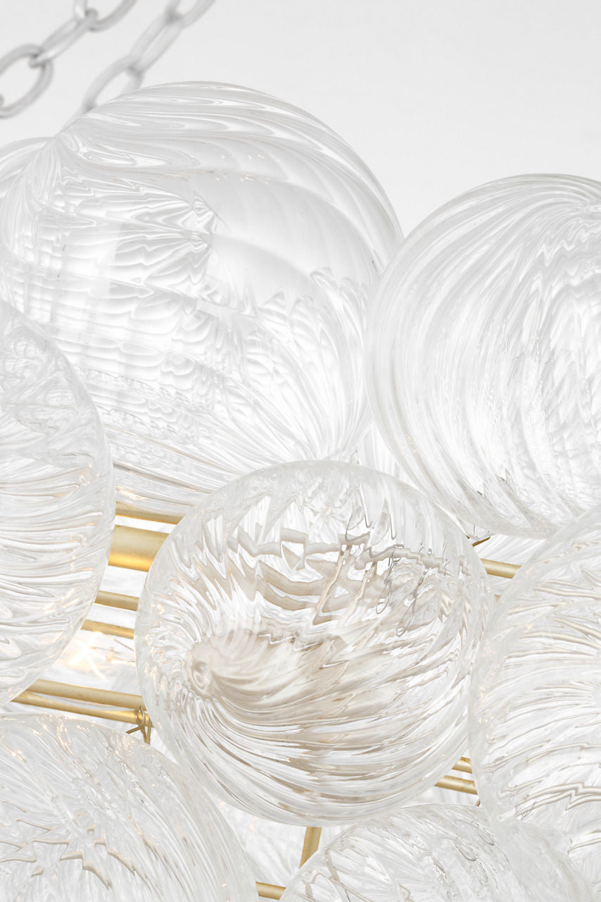 Talia 54" Ring Chandelier | Burnished Silver Leaf and Clear Swirled Glass