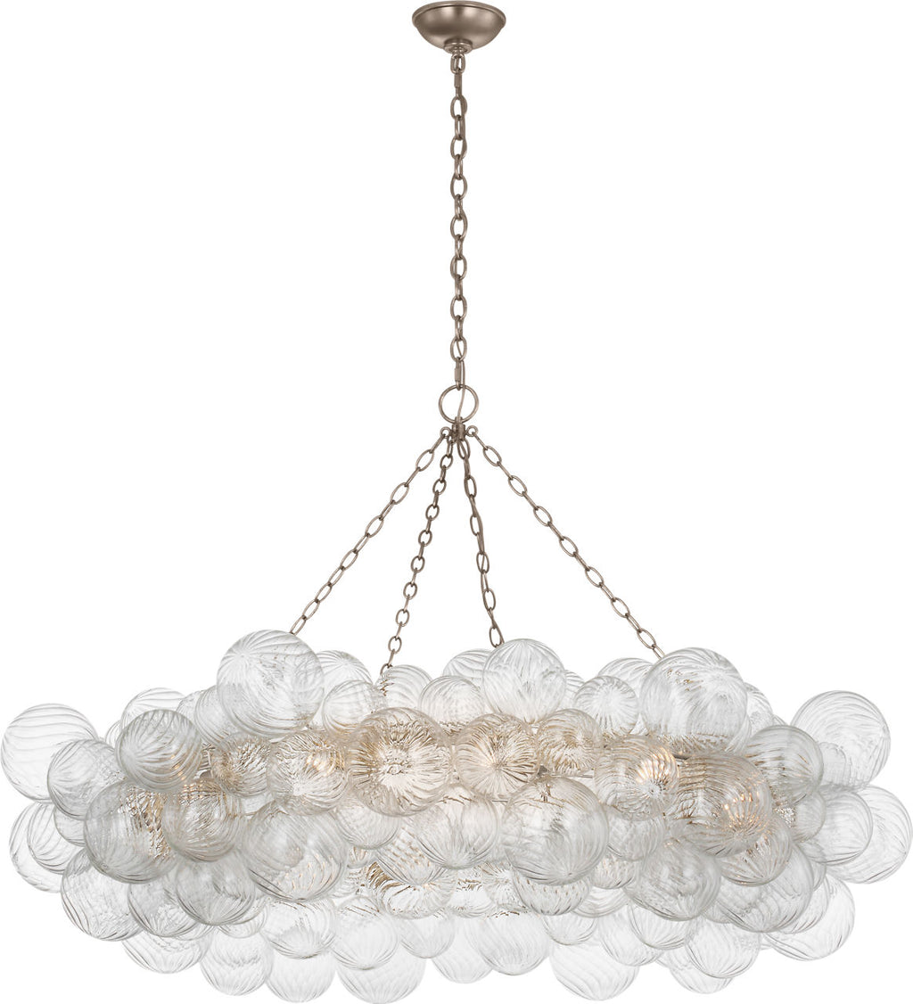 Talia 54" Ring Chandelier | Burnished Silver Leaf and Clear Swirled Glass