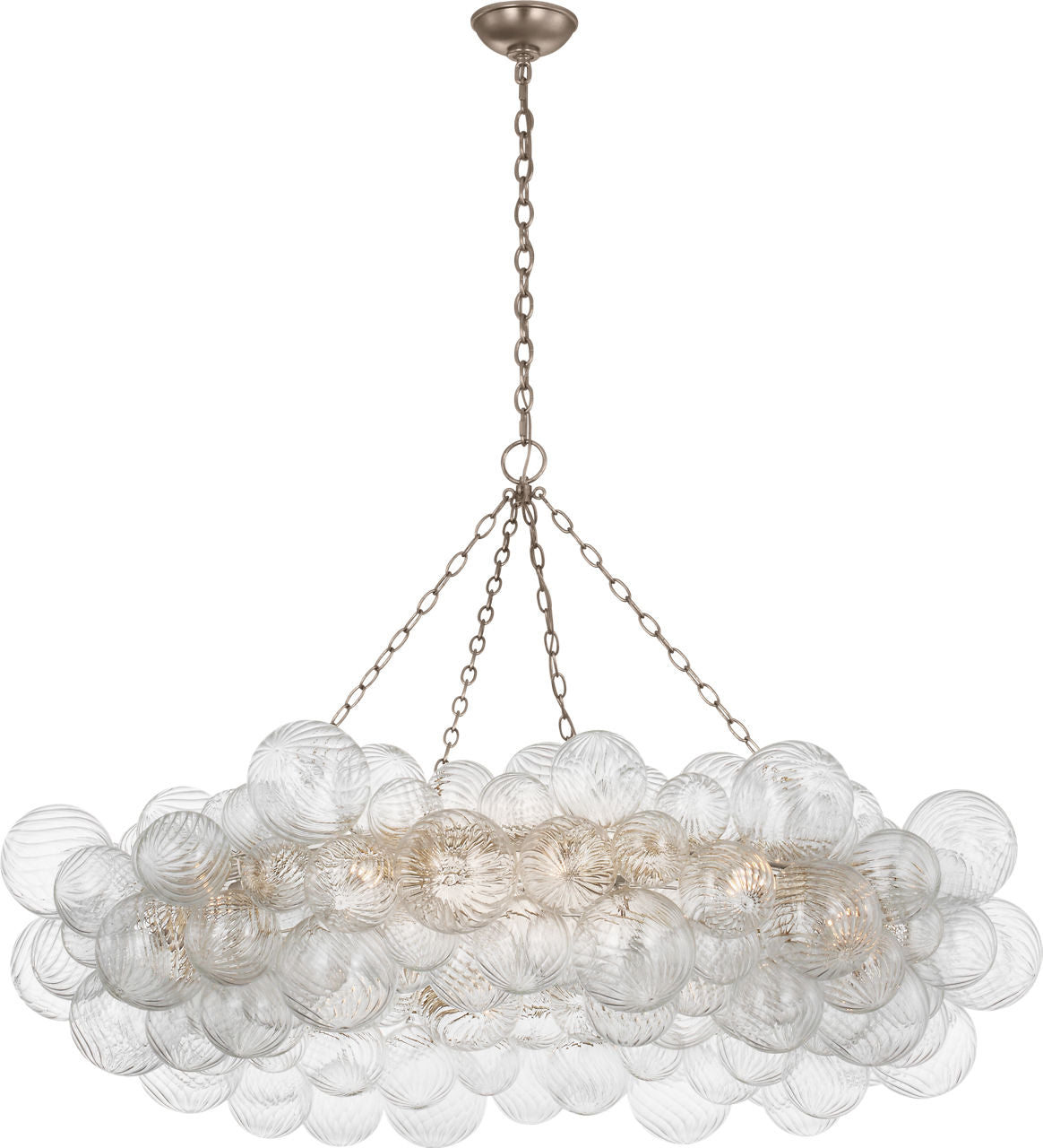 Talia 54" Ring Chandelier | Burnished Silver Leaf and Clear Swirled Glass