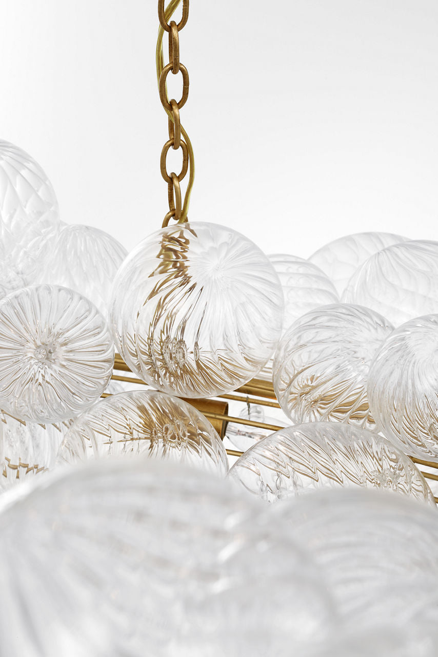 Talia 54" Ring Chandelier | Gild and Clear Swirled Glass