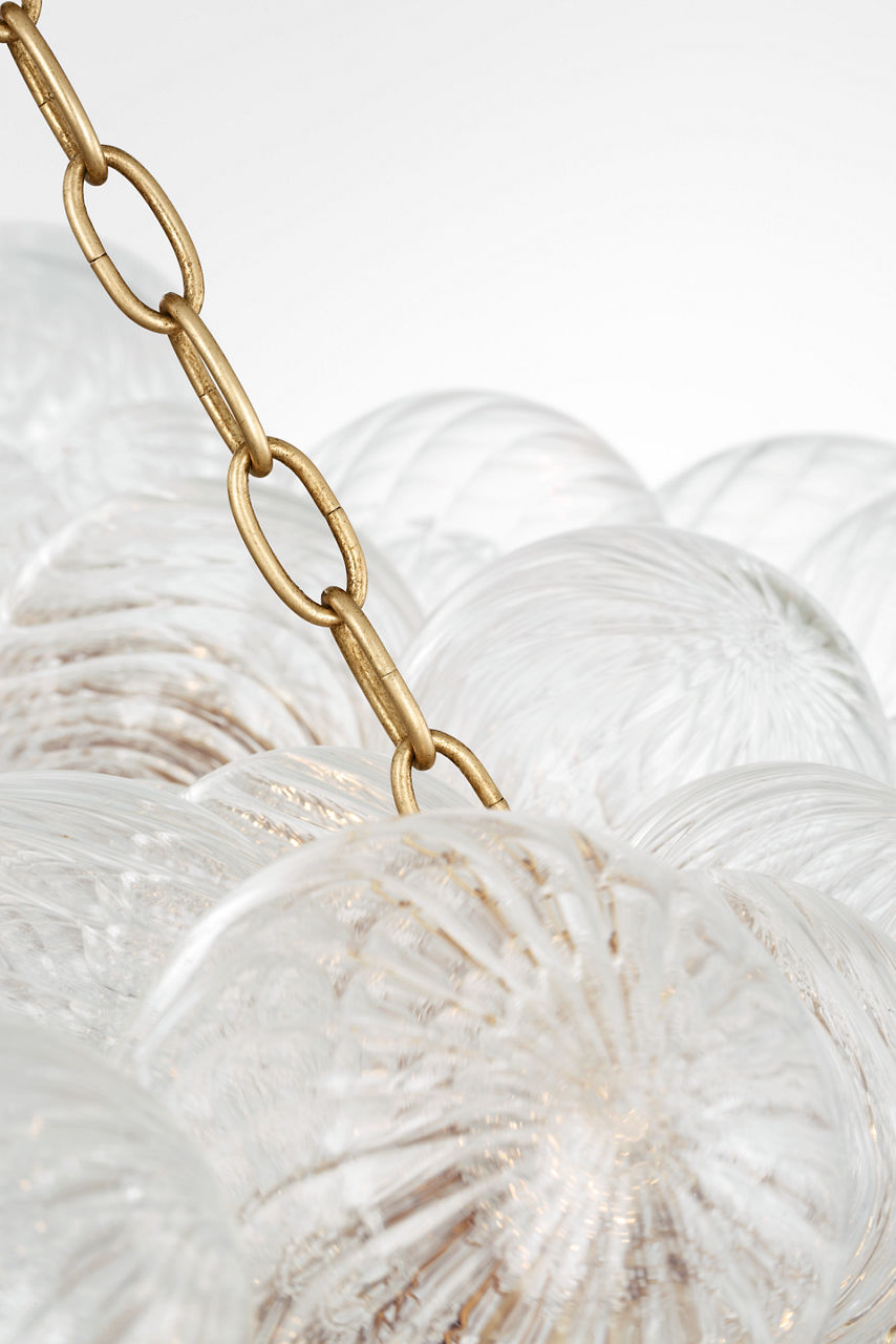 Talia 54" Ring Chandelier | Gild and Clear Swirled Glass