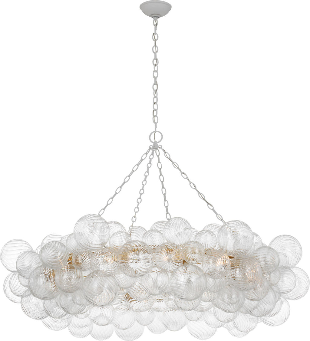 Talia 54" Ring Chandelier | Plaster White and Clear Swirled Glass