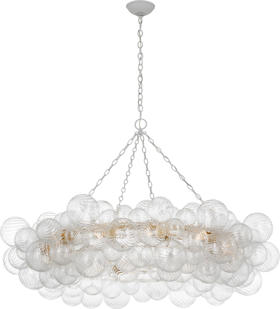 Talia 54" Ring Chandelier | Plaster White and Clear Swirled Glass
