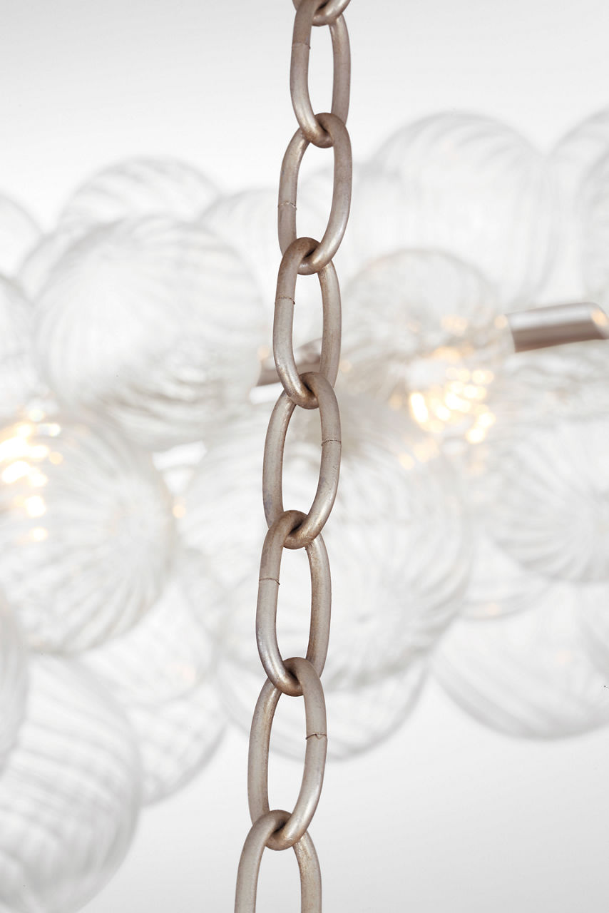 Talia 63" Ring Chandelier | Burnished Silver Leaf and Clear Swirled Glass