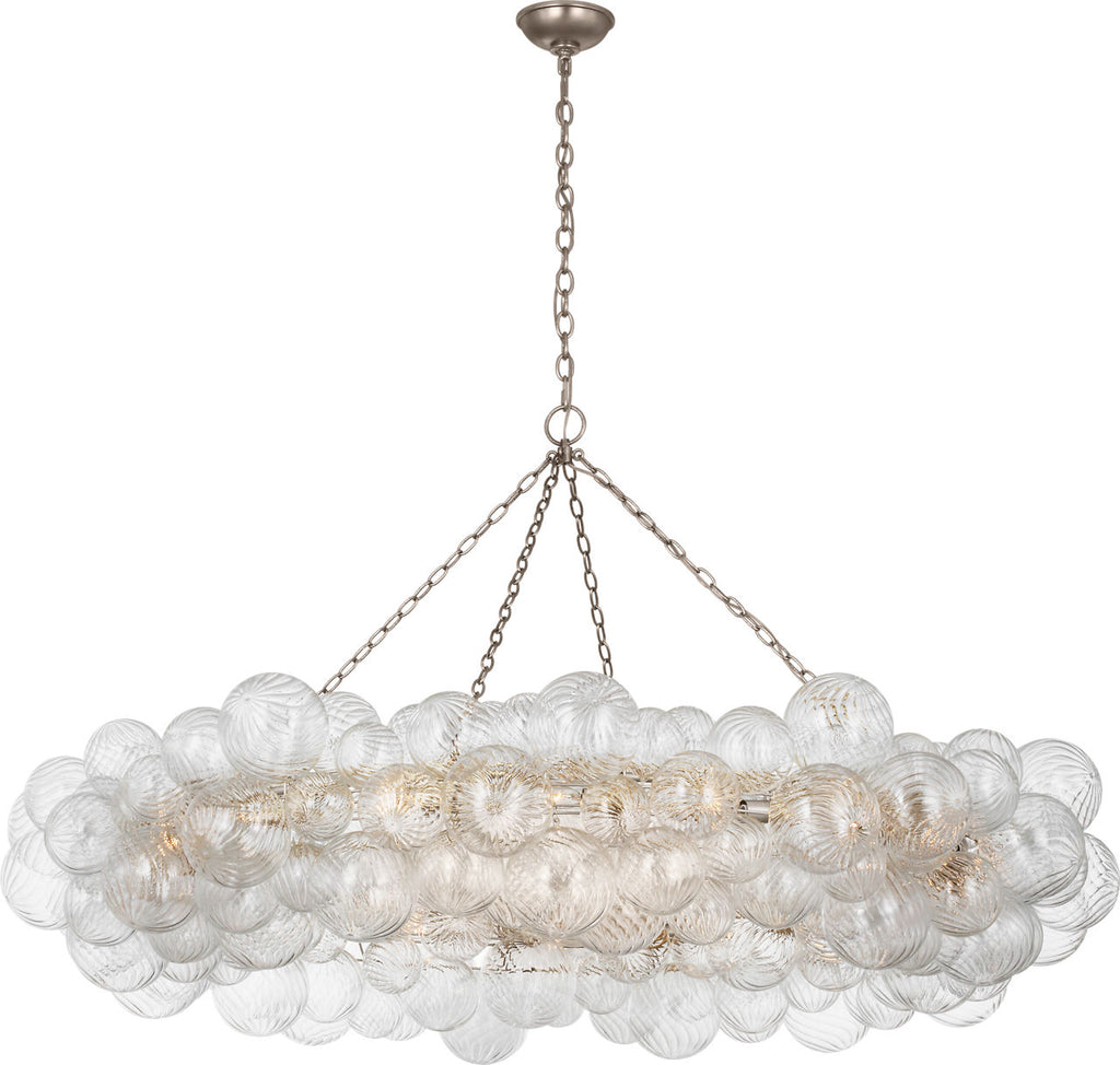 Talia 63" Ring Chandelier | Burnished Silver Leaf and Clear Swirled Glass