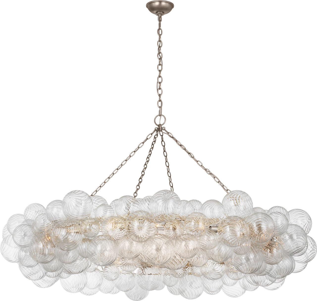 Talia 63" Ring Chandelier | Burnished Silver Leaf and Clear Swirled Glass